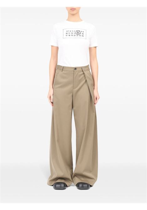 Pantaloni sartoriali a gamba ampia in beige di MM6 Maison Margiela - donna MM6 MAISON MARGIELA | S52KA0513S47848741